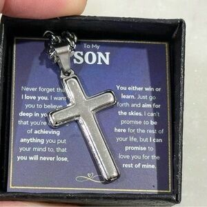 Stainless Steel Cross Pendant Necklace “To My Son”